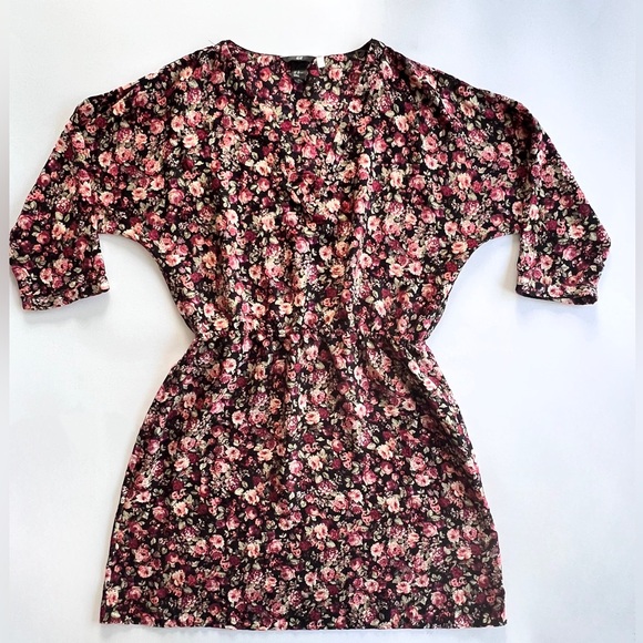 H&M Black Floral V-Neck Dress Size 10 - Picture 4 of 11